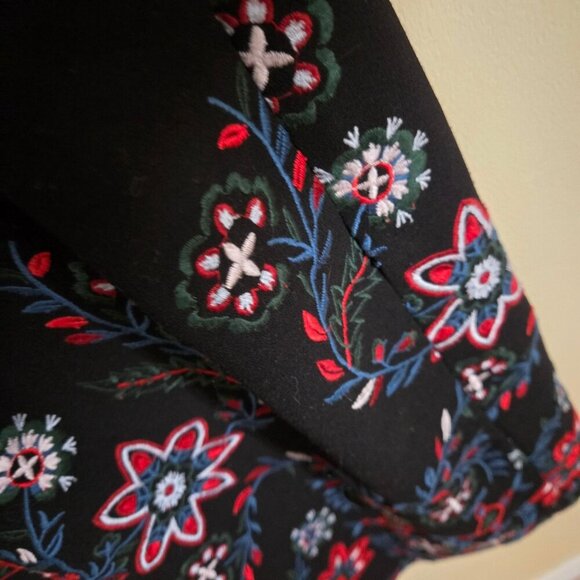 Zara Woman Floral Embroidered Runway Fav Long Sleeve Black Midi Dress Size M - Picture 12 of 14